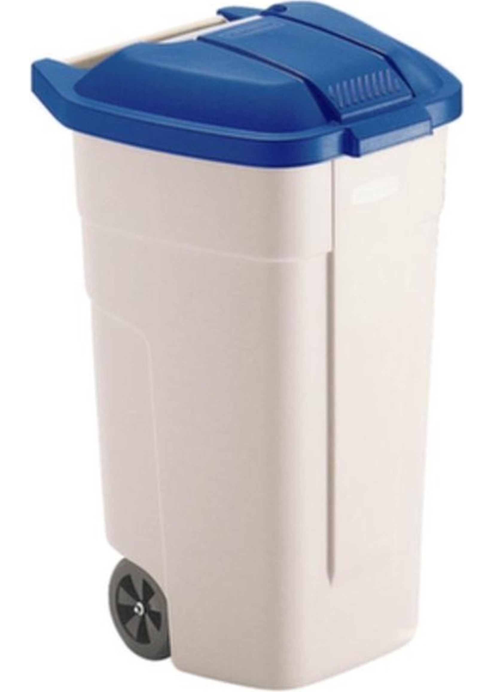 Rubbermaid Outdoor-Abfallbehälter 100 LTR, RUBBERMAID beige mit blauem Deckel
