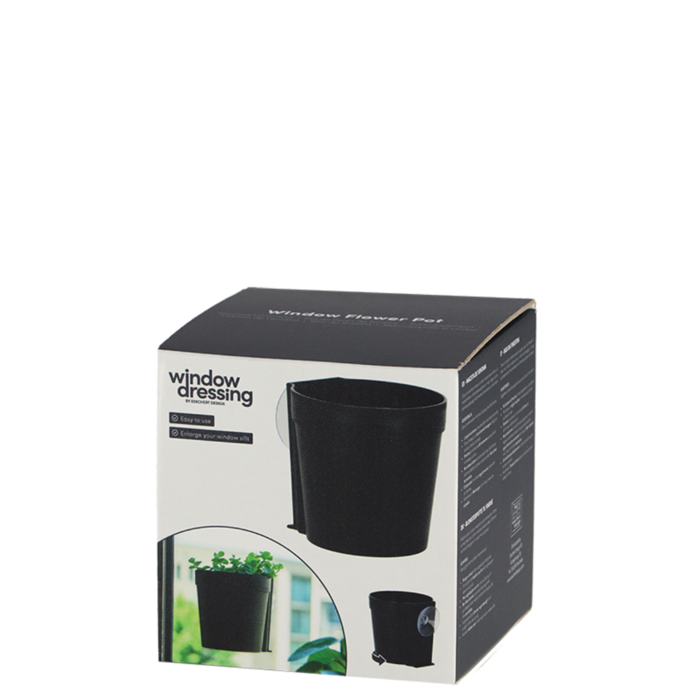 Esschert Design Raampot met zuignap Zwart maat S