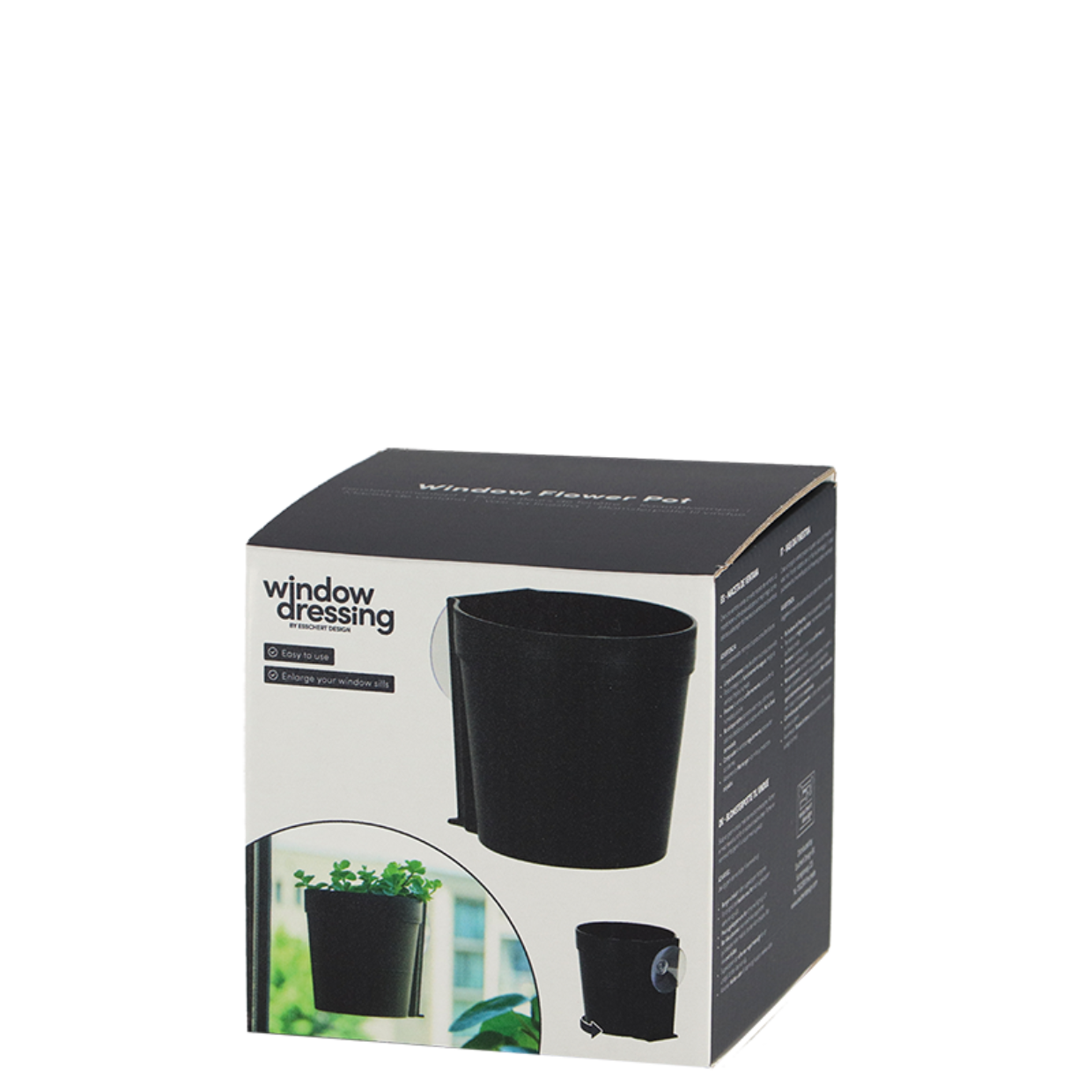 Esschert Design Raampot met zuignap Zwart maat S