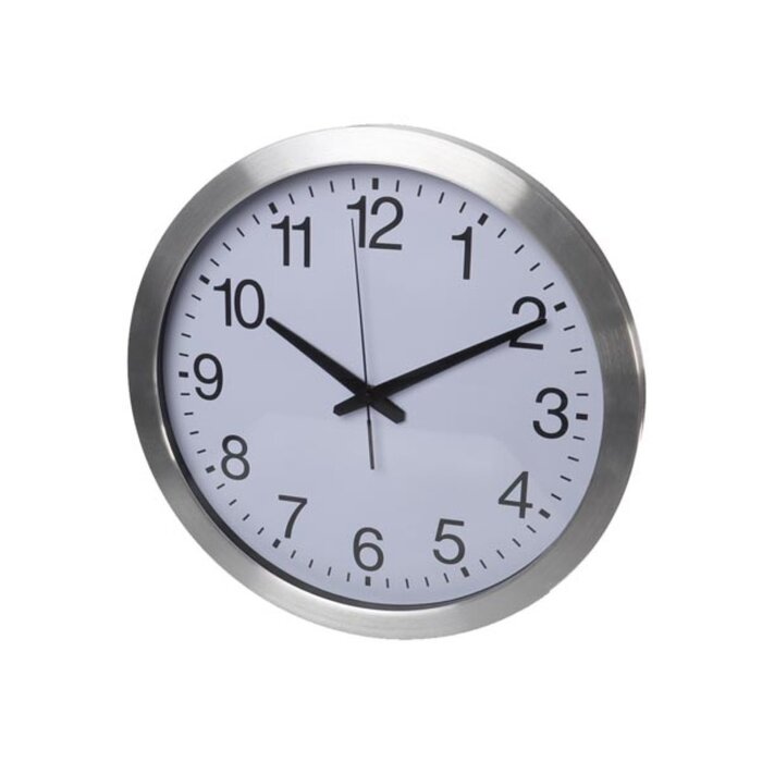 Perel Wandklok, rond, analoog, 40 cm, radiogestuurde tijdsaanduiding (DCF), aluminium, zilver