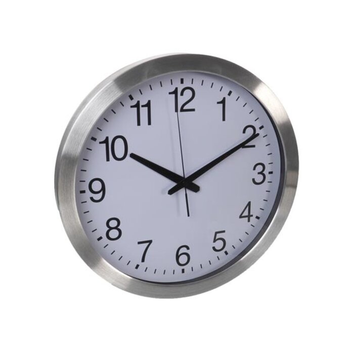 Perel Wandklok, rond, analoog, 40 cm, radiogestuurde tijdsaanduiding (DCF), aluminium, zilver