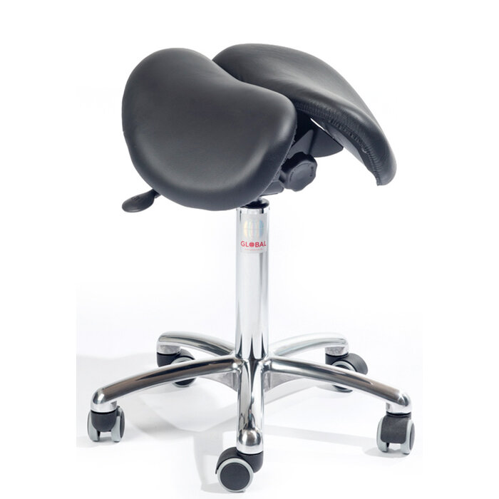 Global Stole Tabouret de selle Global Stole Echo Alu50 Ergonomique en cuir véritable
