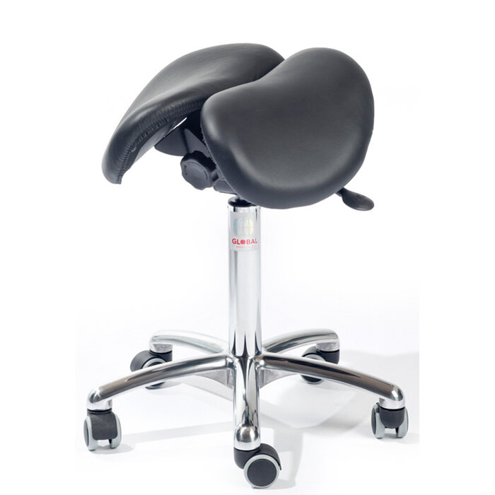 Global Stole Tabouret de selle Global Stole Echo Alu50 Ergonomique en cuir véritable