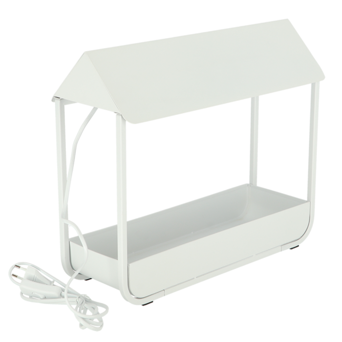 Esschert Design Pflanzenwachstumslampe Gewächshaus weiß - Mini-Gewächshaus - led Wachstumslampe - Auto-Timer - modern