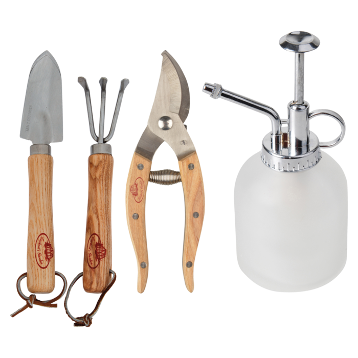 Esschert Design Set d'outils de luxe pour plantes d'intérieur Esschert Design- Sécateur - Pelle - Râteau