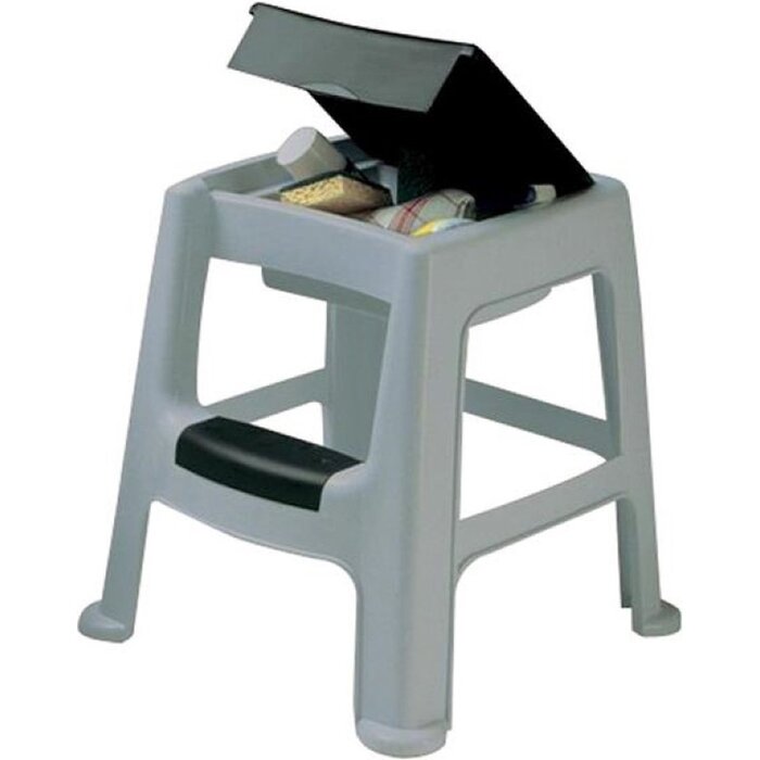 Power Tower Power Tower krukje met 2 treden, opberggedeelte en anti-slip poten. EN14183