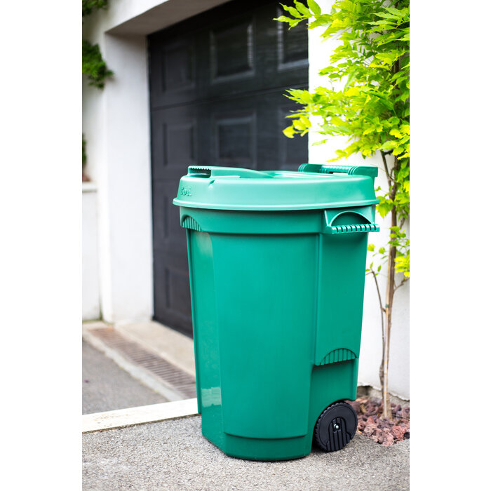 Power Tower Power Tower poubelle 110 litres avec couvercle et roues vertes