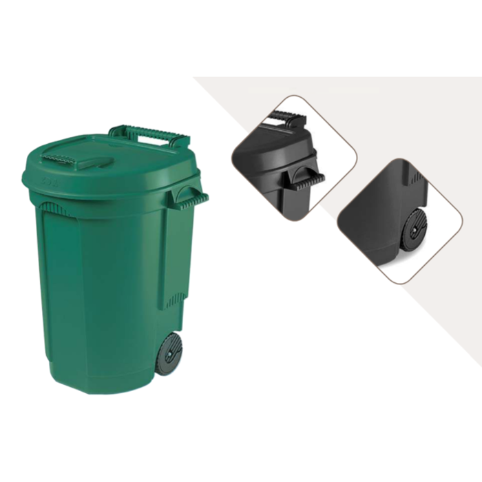 Power Tower Power Tower poubelle 110 litres avec couvercle et roues vertes