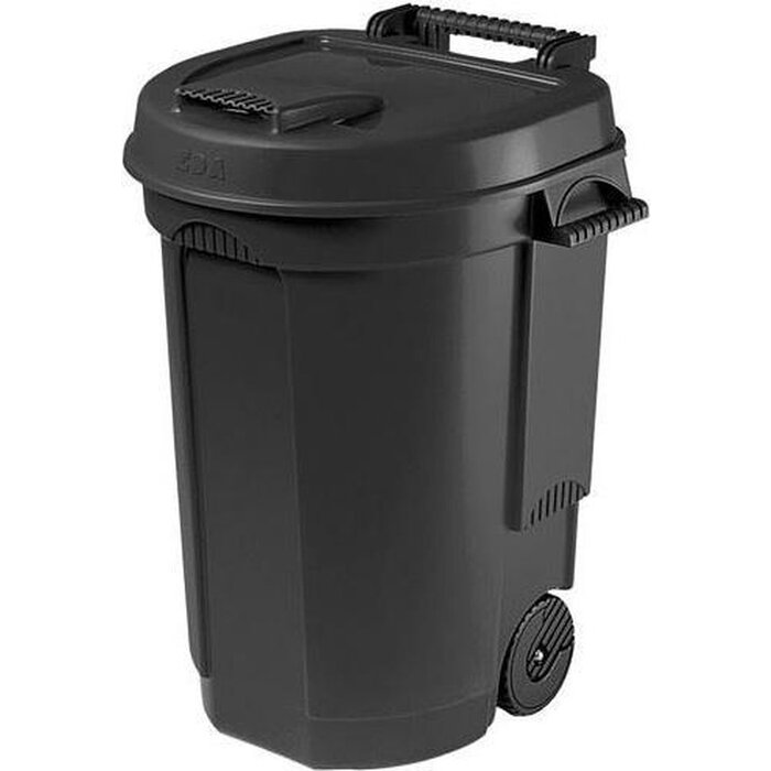 Power Tower EDA Afvalcontainer/kliko - zwart - 110 liter - 60 x 55 x 80 cm - huis/tuin afval scheiden
