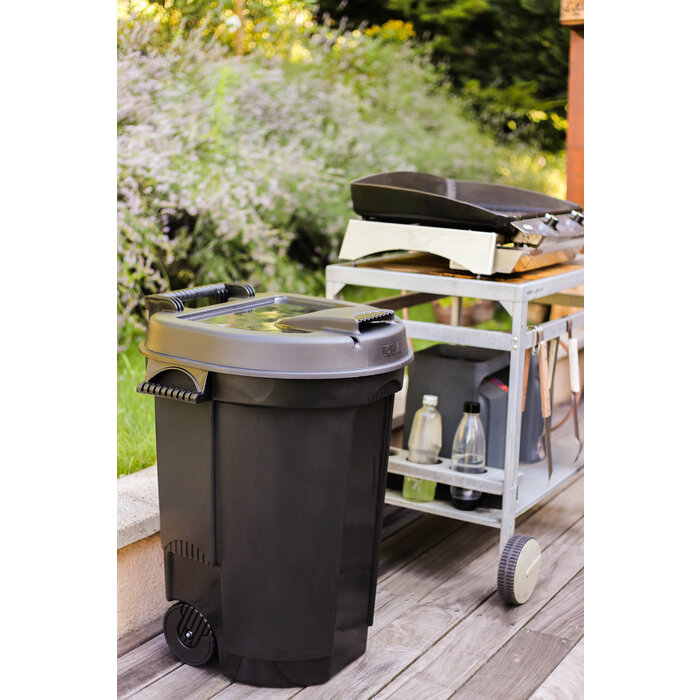 Power Tower Power Tower poubelle 110 litres avec couvercle et roues noir