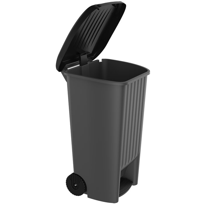 Power Tower Power Tower Treteimer 110 Liter mit Deckel und Rädern schwarz