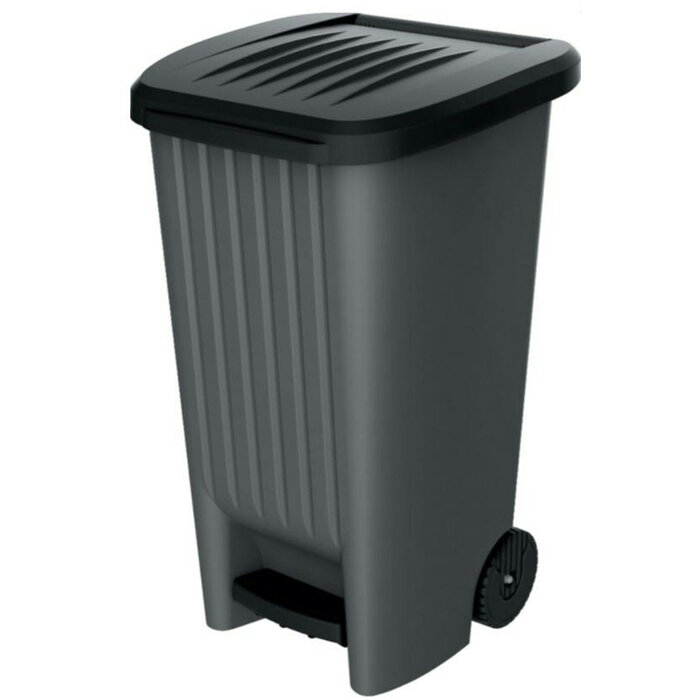 Power Tower Power Tower Treteimer 110 Liter mit Deckel und Rädern schwarz