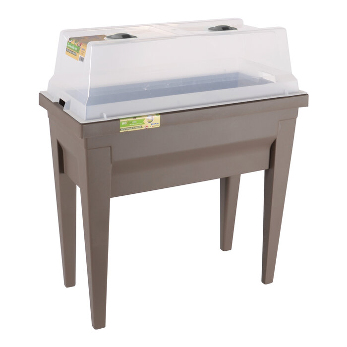 Power Tower Conteneur EDA City rectangulaire pour balcon, terrasse ou jardin avec couvercle Taupe