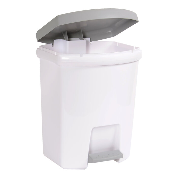 Power Tower Power Tower poubelle à pédale rectangulaire 27 litres couvercle blanc/gris