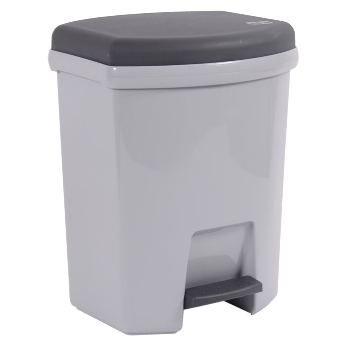 EDA Power Tower Treteimer rechteckig 27 Liter zementgrau / anthrazitfarbener Deckel