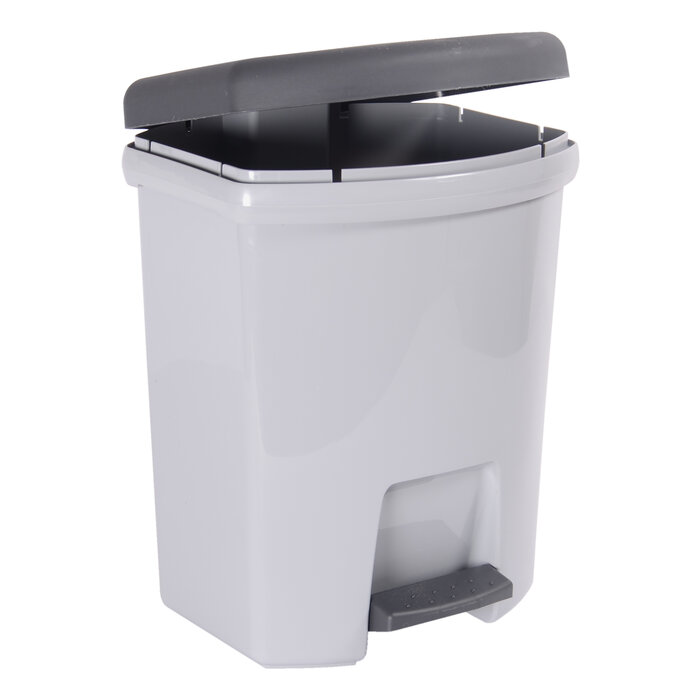 EDA Power Tower Treteimer rechteckig 27 Liter zementgrau / anthrazitfarbener Deckel