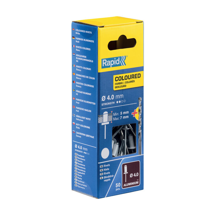 Rapid Blindklinknagels wit Ø 4 x 10 mm incl. Boor 50 st., Box