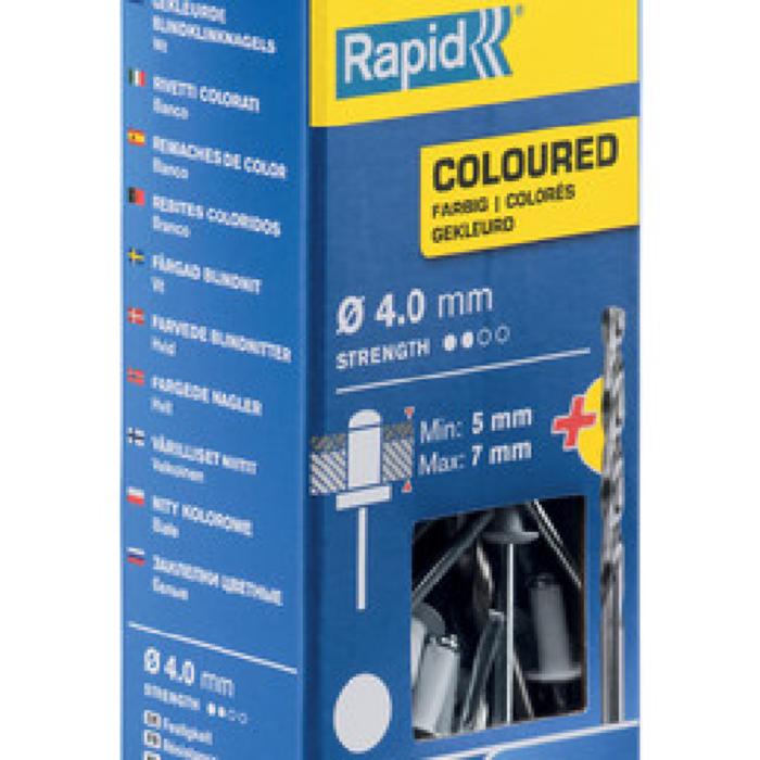 Rapid Rapid Farbiger Niet Weiß 4,0 x 10 mm