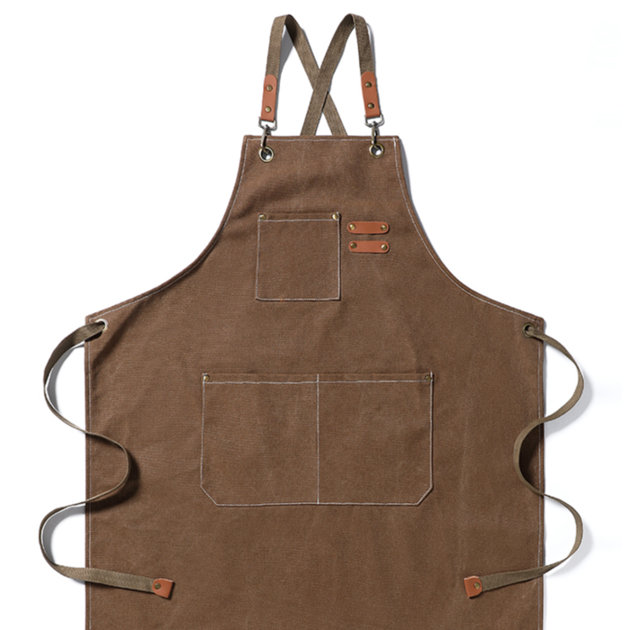 Tablier en coton cool avec compartiments pratiques - marron - taille unique