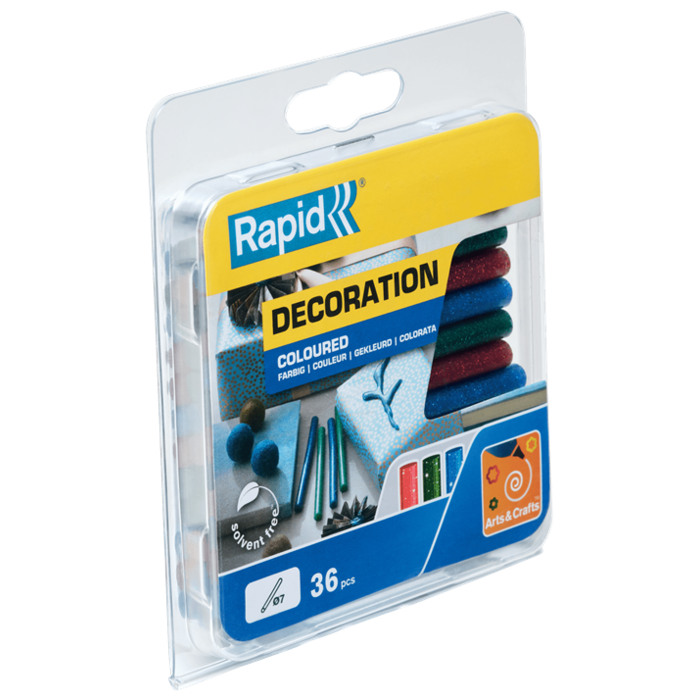 Rapid Rapid 5001424 Lijmpatronen - Rood-Groen-Blauw Glitter - 7x90mm (36st)