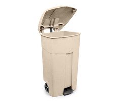 Conteneur mobile à pédale 125 litres blanc beige/ creme