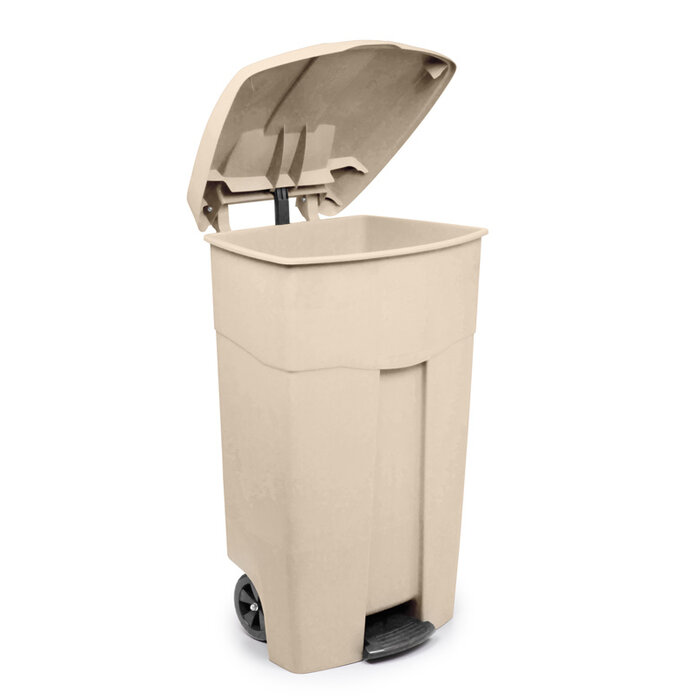 Verrijdbare container met pedaal 125 liter beige - creme