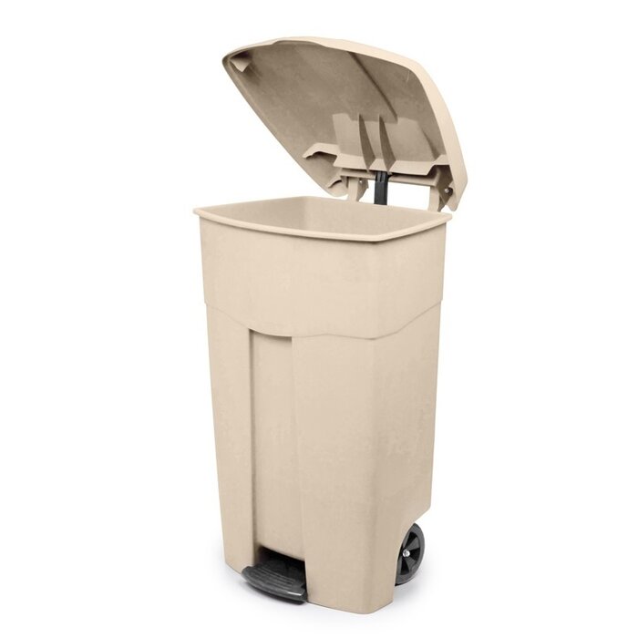 Rollcontainer mit Pedal 125 Liter weiß  beige/ creme