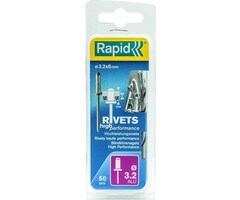 Rapid Rapid Blindklinknagels High Performance Ø 3.2 x 8 mm incl. Boor 50 st.. Box