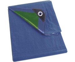 Perel Perel Dekzeil, 18 ringen, versterkte hoeken, rechthoekig, blauw-groen, 70 g-m², 4 x 5 m