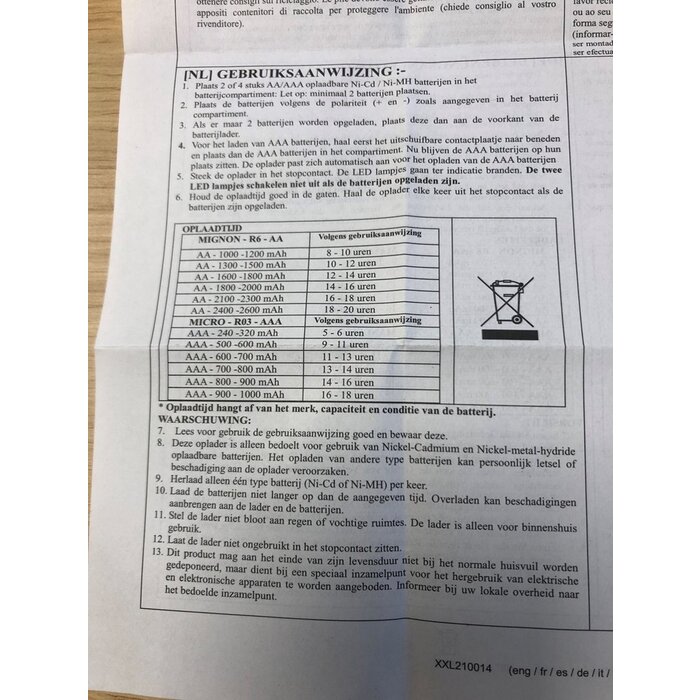 Batterijoplader incl. 2 penlite AA2500 NI-MH batterijen