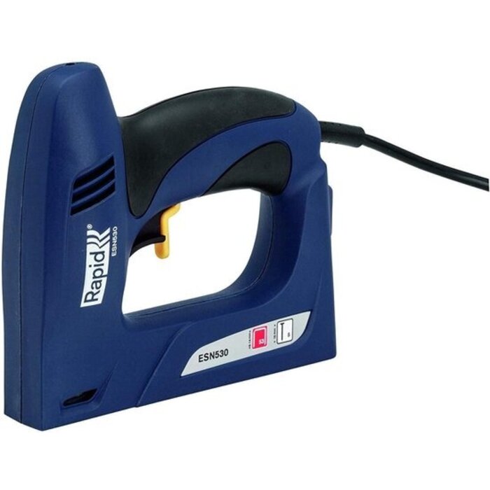 Rapid Rapid Elektrische Tacker ESN530 in koffer - Krachtig en Veelzijdig - Blauw/geel - Ideaal voor Nauwe Ruimtes