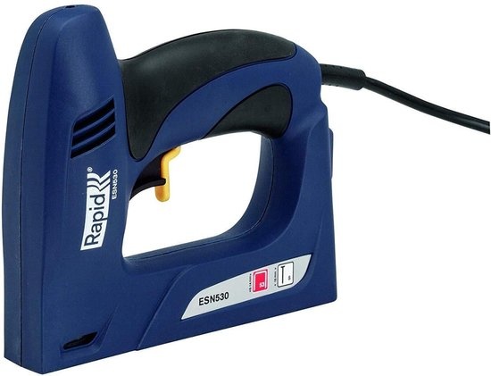 Rapid Rapid Elektrische Tacker ESN530 in koffer - Krachtig en Veelzijdig - Blauw/geel - Ideaal voor Nauwe Ruimtes