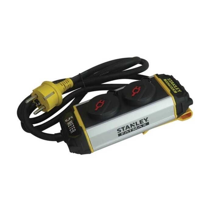 STANLEY Stanley Steckdosenleiste Fatmax 2-Wege 5 Meter Aluminium Schwarz