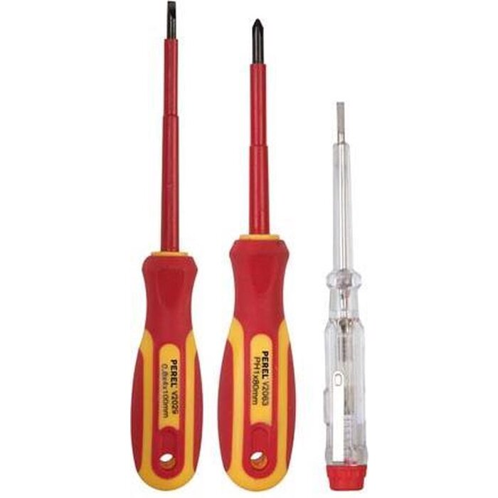 Toolland Toolland Geïsoleerde schroevendraaiersset + Spanningzoeker, 3-delig, chroom-vanadium, ergonomisch