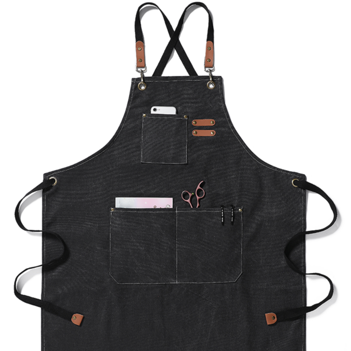 Tablier en coton cool avec compartiments pratiques - noir - taille unique