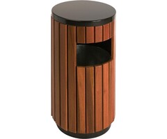 V-Part - Ronde afvalbak houtlook - zwart