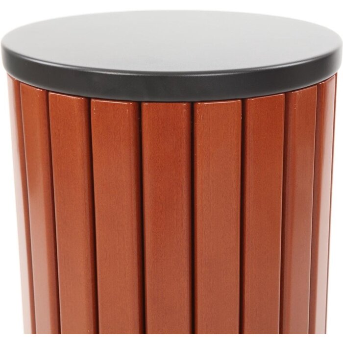 V-Part - Runder Abfalleimer Holzoptik / schwarz