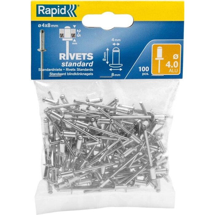 Rapid Rapid Blindklinknagels Standaard Ø 4 x 8 mm 100 st.. Zak