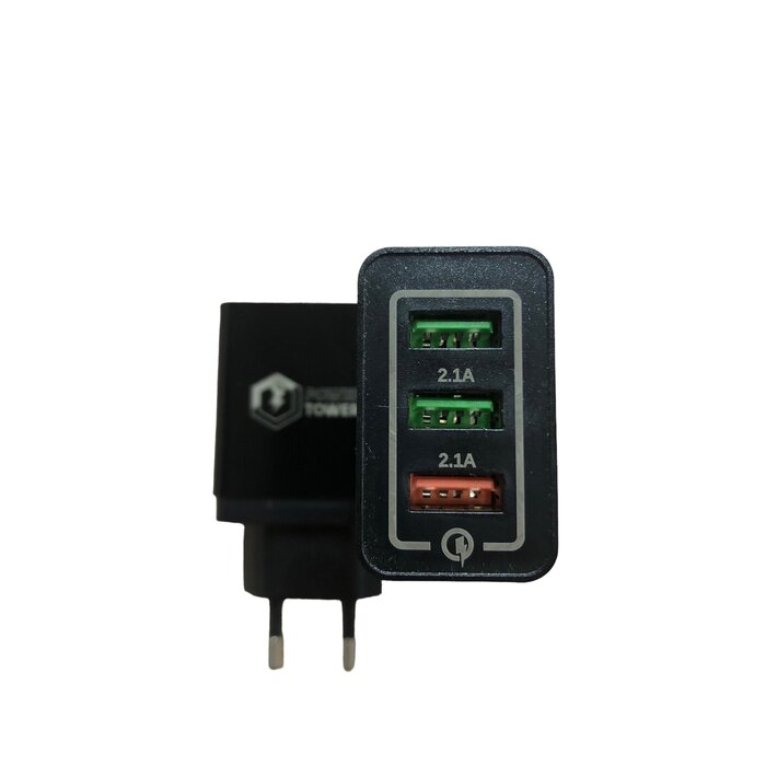 Power Tower Power Tower USB quick charger 3 usb uitgangen zwart