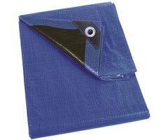 Perel Perel Dekzeil, zeer sterk, 44 ringen, versterkte hoeken, rechthoekig, blauw-zwart, 140 g-m², 10 x 12 m