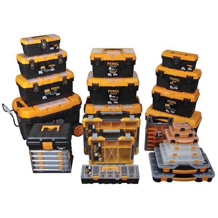 Perel MALLETTE DE RANGEMENT EN PLASTIQUE AVEC PLATEAUX AMOVIBLES - 380 x 340 x 110 mm