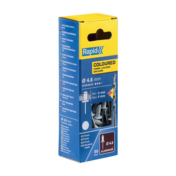 Rapid Rapid Blindklinknagels wit  4.8 x 12 mm incl. Boor 50 st.. Box