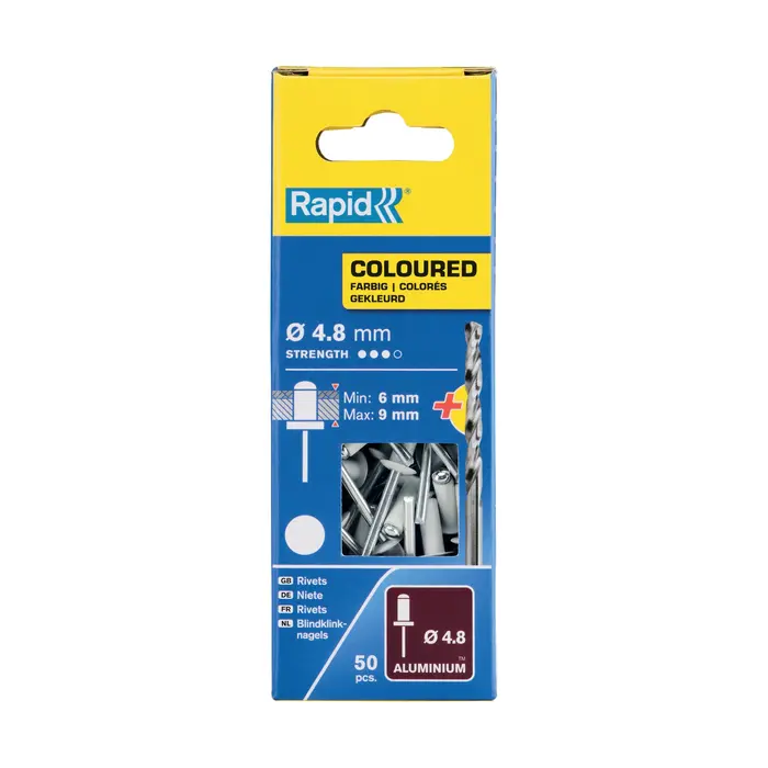 Rapid Rapid Blindklinknagels wit  4.8 x 12 mm incl. Boor 50 st.. Box