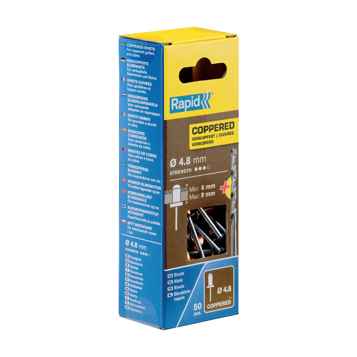 Rapid Klinknagels Rapid 5001467 Boor Ø 4,8 x 12 mm Koper Aluminium (50 Stuks)