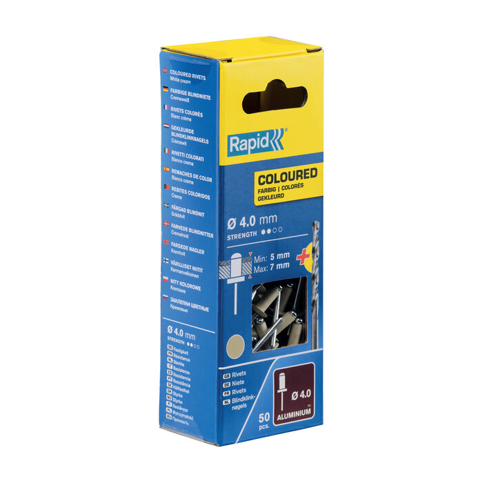 Rapid Blindklinknagels gebroken wit Ø 4 x 10 mm incl. Boor 50 st., Box