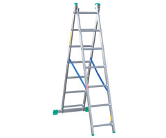 Spider & Co Aluminium opsteek- of uitzetladder professional 2 x 7 treden 197 x 40 cm  EN131 tot 150 kg