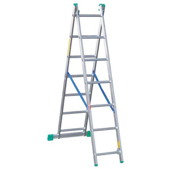 Spider & Co Aluminium opsteek- of uitzetladder professional 2 x 7 treden 197 x 40 cm  EN131 tot 150 kg