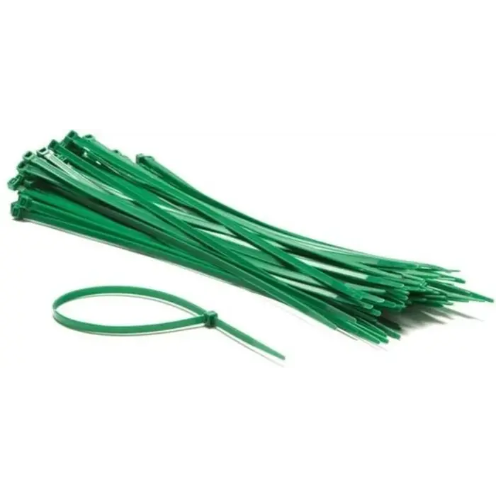 Perel Kit Perel de colliers de serrage en nylon - 4,8 X 300 mm - Vert (100 pièces)