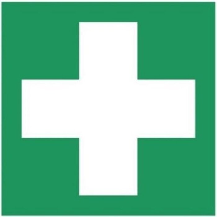 Enseigne pictogramme poste de secours, ISO 7010, 200 x 200 mm