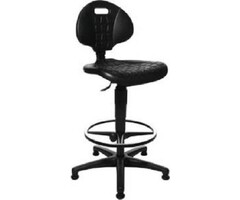 Chaise d'atelier haute avec assise en PU et repose-pieds réglable sans roulettes